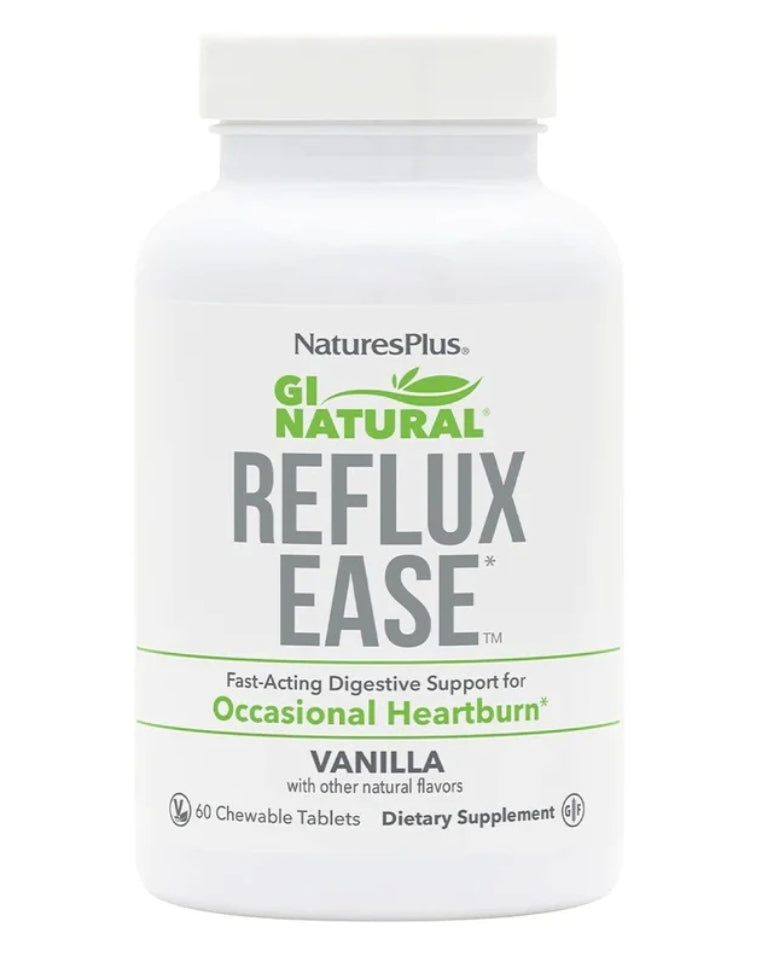 NaturesPlus REFLUX EASE 60 Chewable Tablets Vanilla