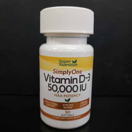 Super Nutrition SimplyOne Vitamin D-3 50,000IU. Max Potency 50 softgels