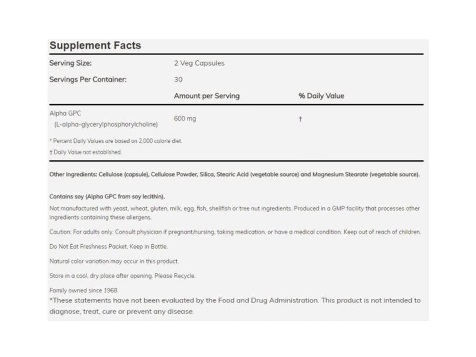 NOW Foods Alpha GPC 300 Mg Capsules, 60 Ct