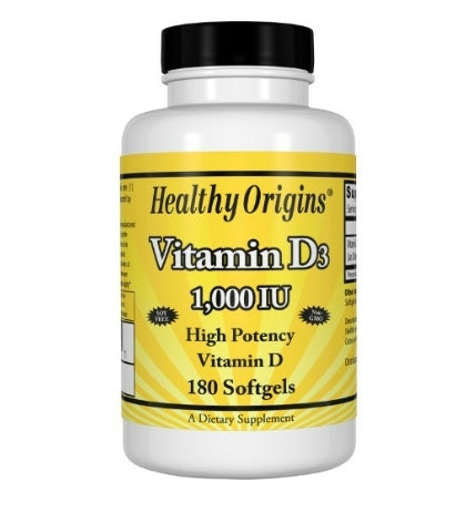Healthy Origins Vitamins D3 1000 IU. 180 softgels