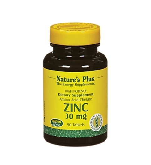 Natures Plus ZINC 30mg Amino Acid Chelate. 90 Tablets.