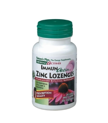Natures Plus Herbal Actives ImmunActin ZINC Lozenges Wild Cherry 60 Lozenges