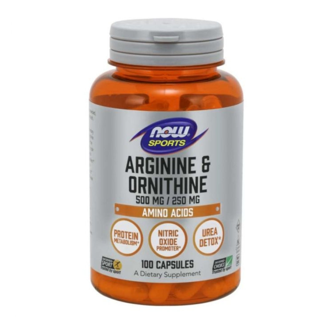 Now Arginine & Ornithine 500mg / 250mg Amino Acids 100 Capsules