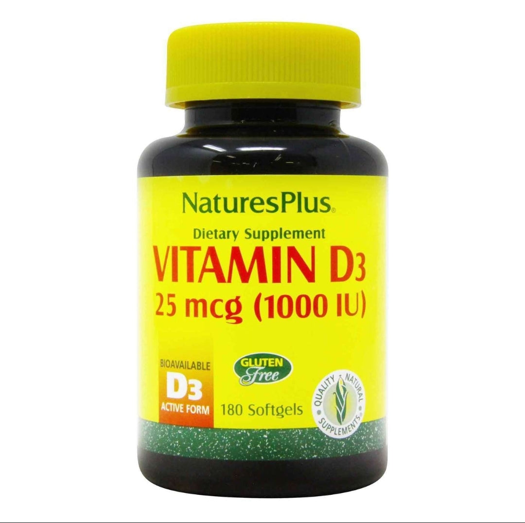 NaturesPlus VITAMIN D3 25 mcg (1000IU) 180 Softgels