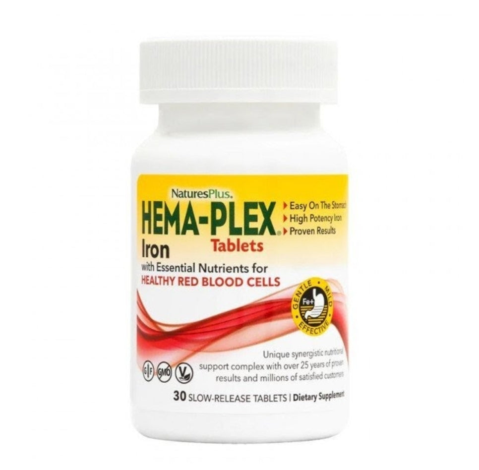 NaturesPlus HEMA-PLEX Iron 30 slow-release Tablets