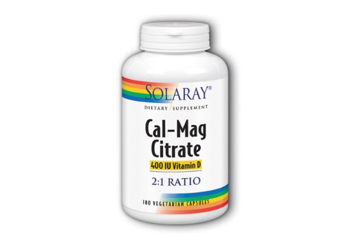 Solaray Cal-Mag Citrate Capsules with Vitamin D 2:1 Ratio, 180 Ct