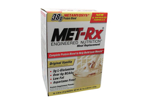 MET-Rx Meal Replacement Original Vanilla 18-2.54 oz.(72g) Packets Net Wt.45.7 oz. (2.85Lb)