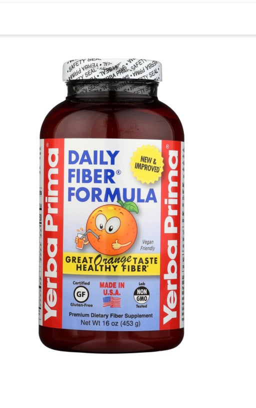 Yerba Prima Daily Fiber Formula - Orange Flavor - 16 oz Powder 30/svr