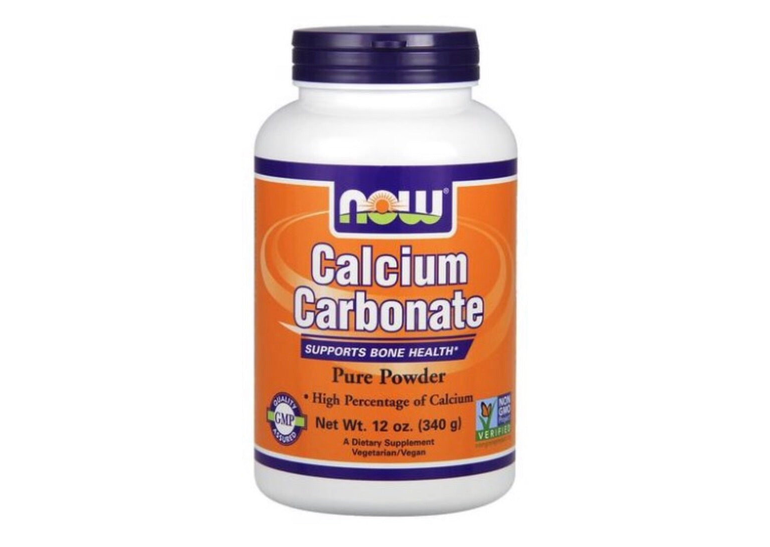 NOW Foods Calcium Carbonate Vegan Powder, 12 Oz